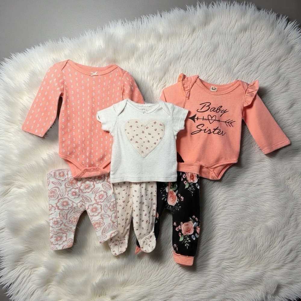 Baby Sister Multi-Brand 6 Piece Set - Pink Florals